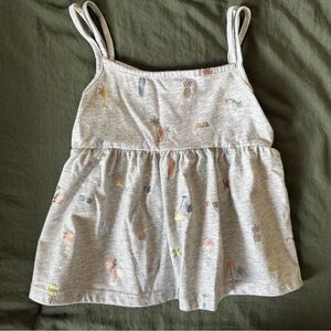 Gymboree Toddler Gray Tropical Print Tank Dress | 2T | Palm & Pineapple